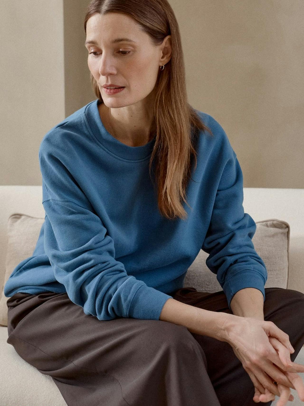 Ocean blue relaxed-fit sweatshirt The Relaxed SWEATSHIRT Navygrey    - Collagerie