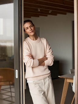 The relaxed cotton in alabaster Jumper Navygrey    - Collagerie