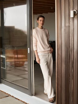 The relaxed cotton in alabaster Jumper Navygrey    - Collagerie