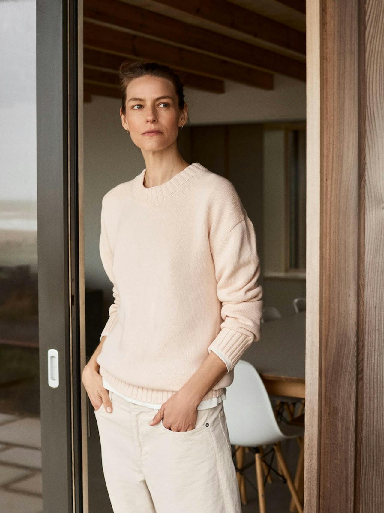 The relaxed cotton in alabaster Jumper Navygrey    - Collagerie