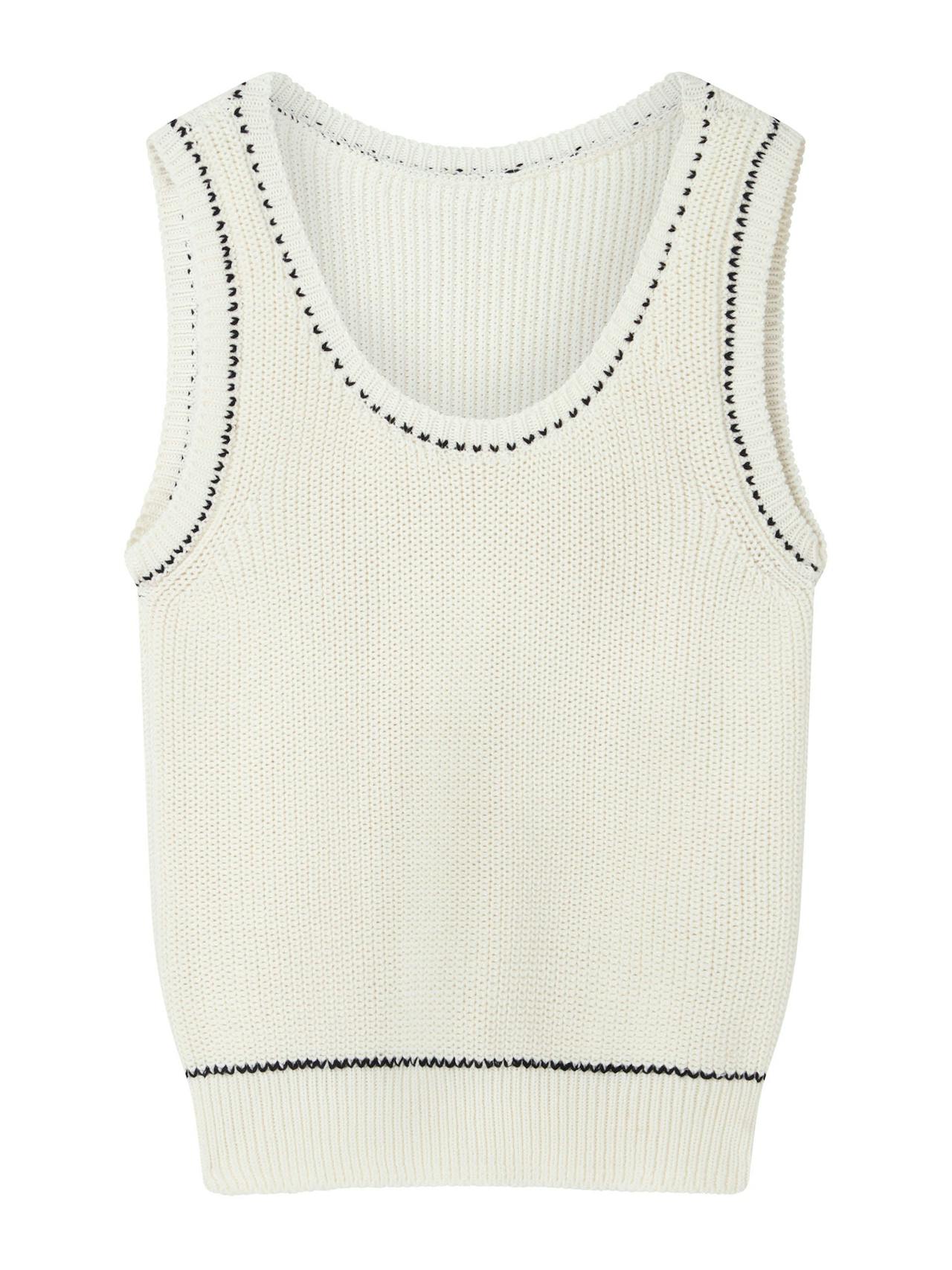 The knitted vest in ecru Vest Navygrey    - Collagerie