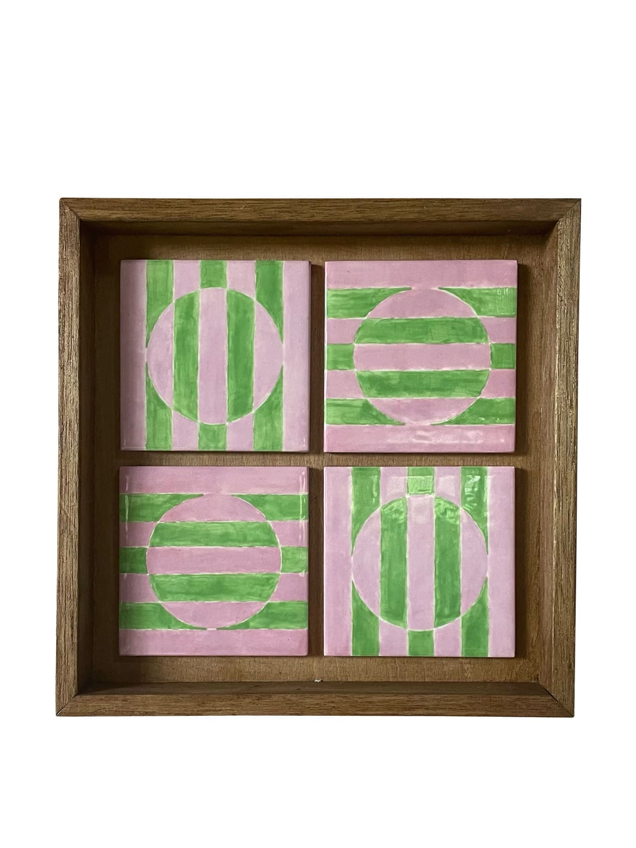 Pink Lawn ceramic tiles, set of 4