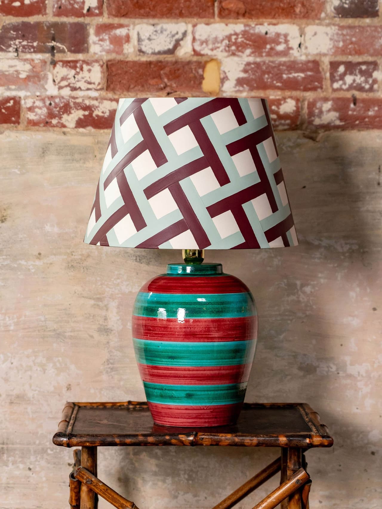 Stripe lamp, crimson and turquoise  Silo Studio    - Collagerie