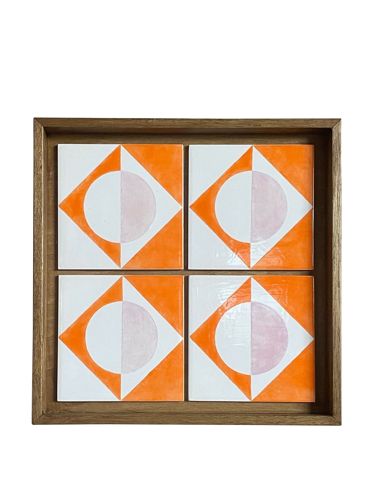 Orange Moon ceramic tiles, set of 4