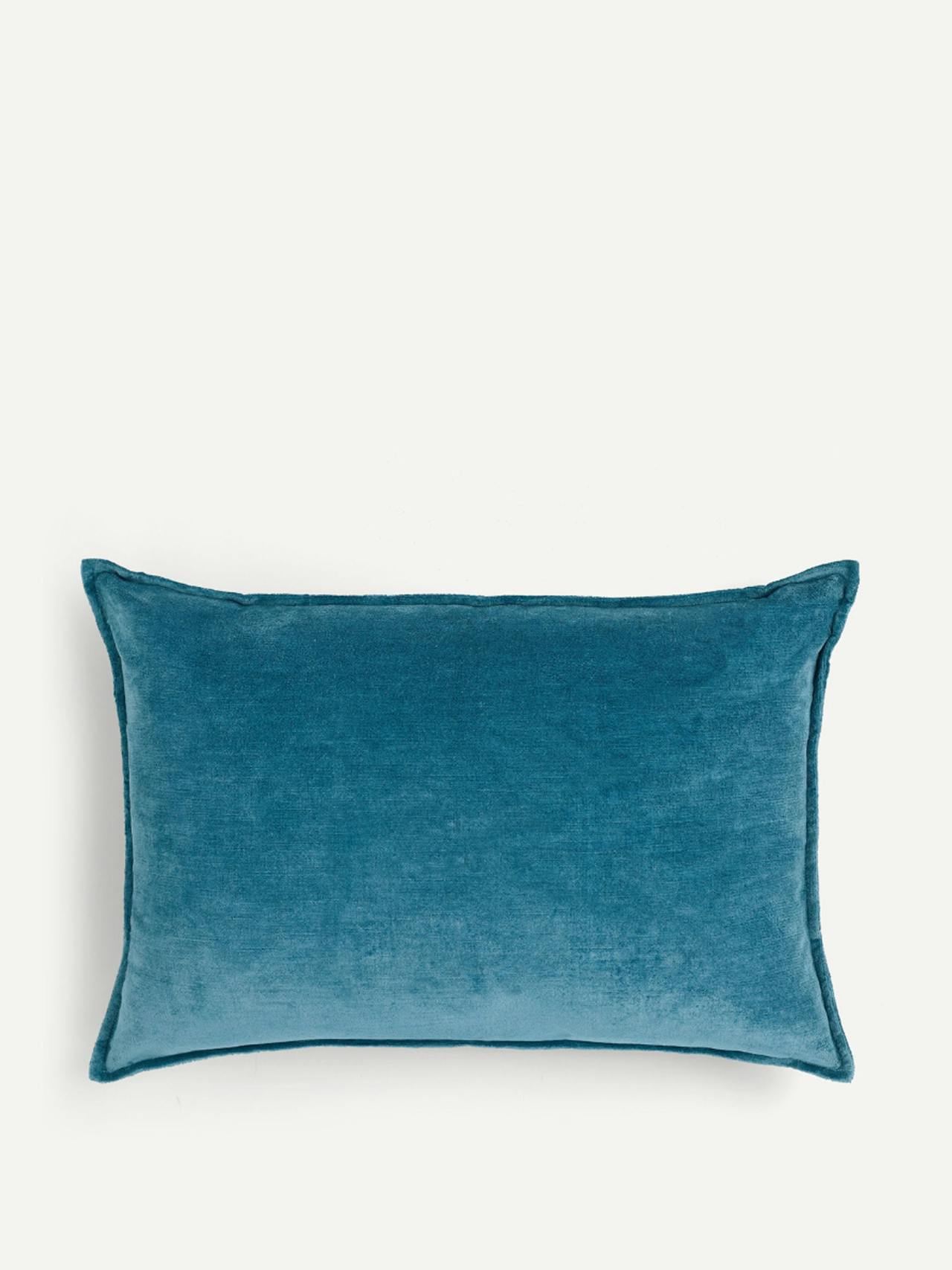 Denim blue verity linen velvet rectangular cushion Throws & Cushions Rebecca Udall    - Collagerie