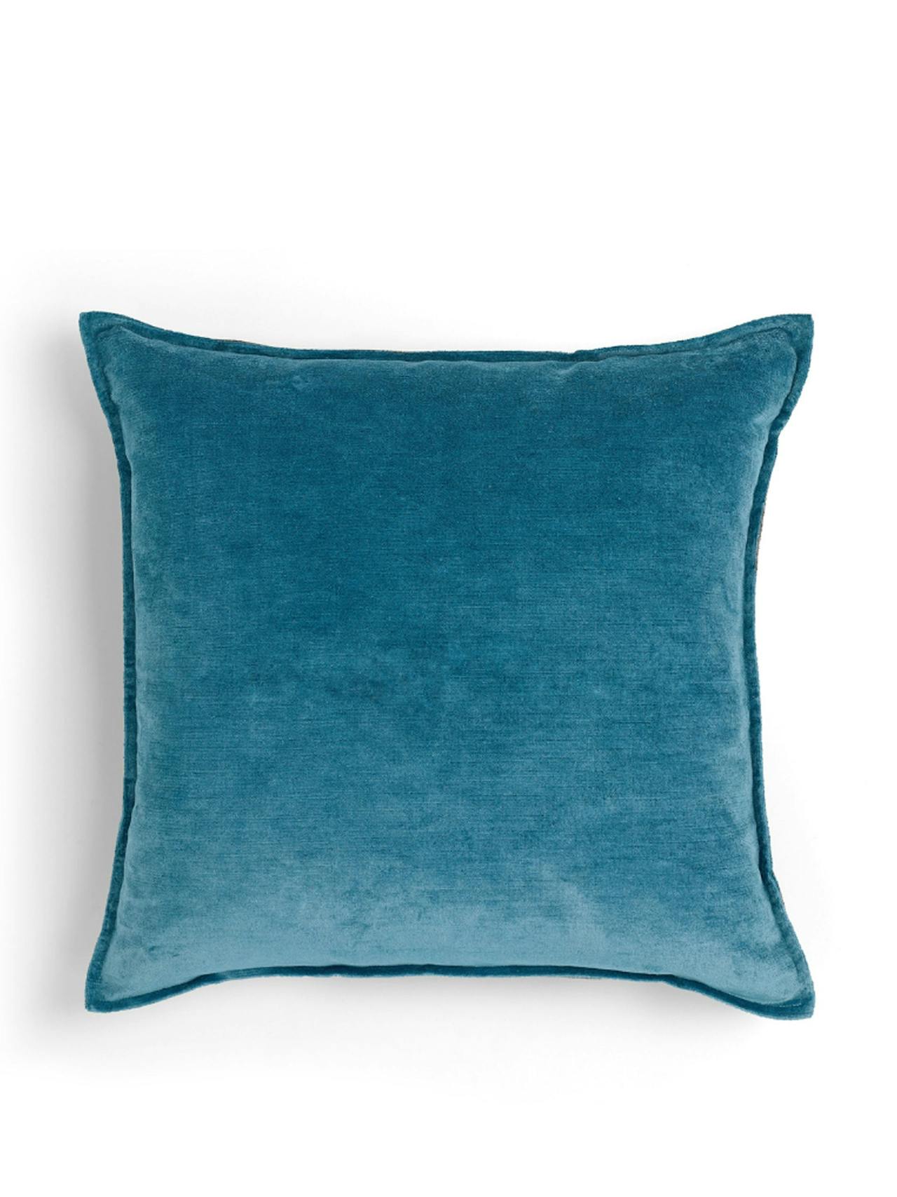 Denim blue verity linen velvet square cushion