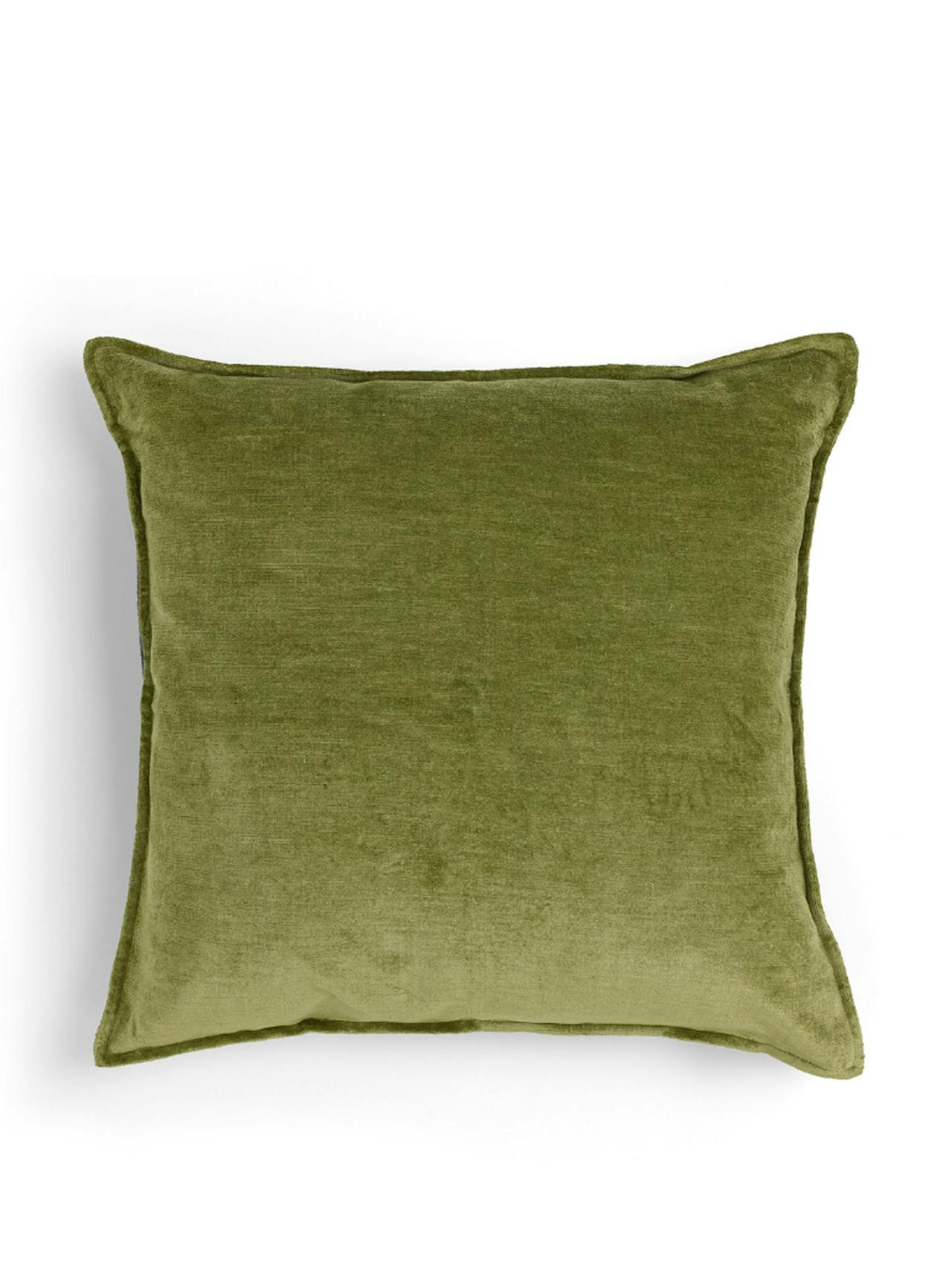 Moss verity linen velvet square cushion