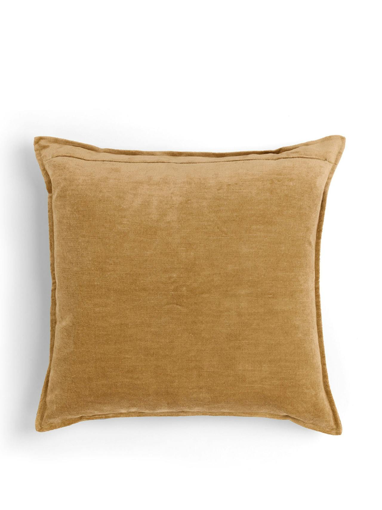 Nougat verity linen velvet square cushion