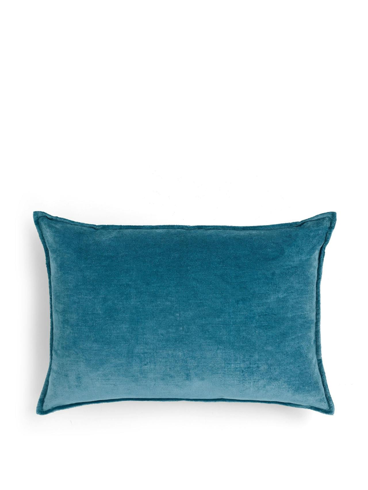 Denim blue verity linen velvet rectangular cushion