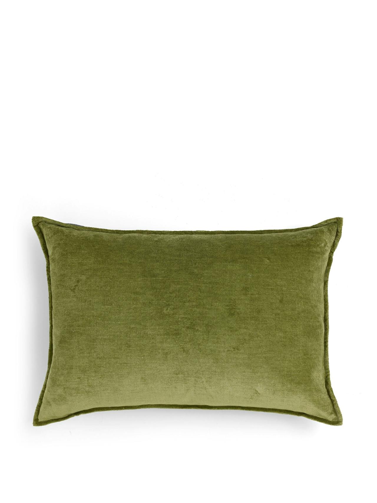 Moss verity linen velvet rectangular cushion