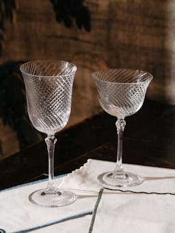 Julia twisted cut crystal coupes, set of 6 Drinkware Rebecca Udall    - Collagerie