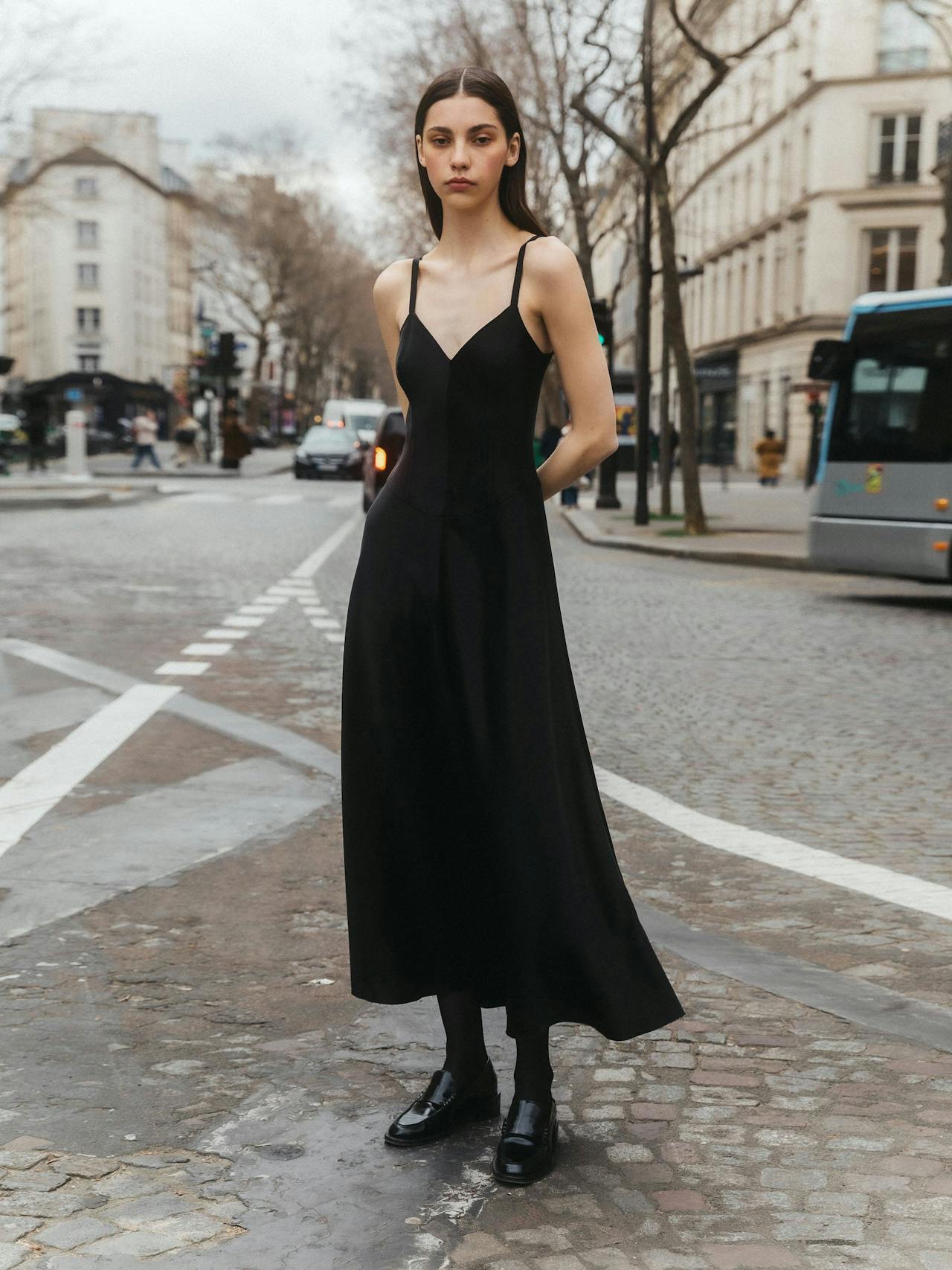 Black satin swing dress Clothing Marina Moscone    - Collagerie