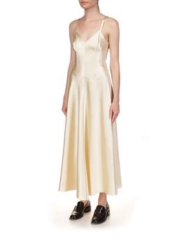 Champagne satin swing dress Clothing Marina Moscone    - Collagerie