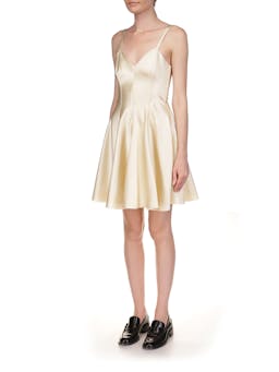 Champagne satin mini swing dress Clothing Marina Moscone    - Collagerie