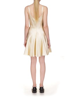 Champagne satin mini swing dress Clothing Marina Moscone    - Collagerie