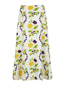 Yellow abstract floral A-line skirt Skirts Valeria Cotoner    - Collagerie