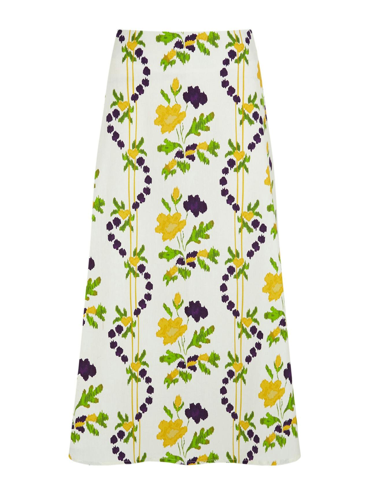 Yellow abstract floral A-line skirt Skirts Valeria Cotoner    - Collagerie