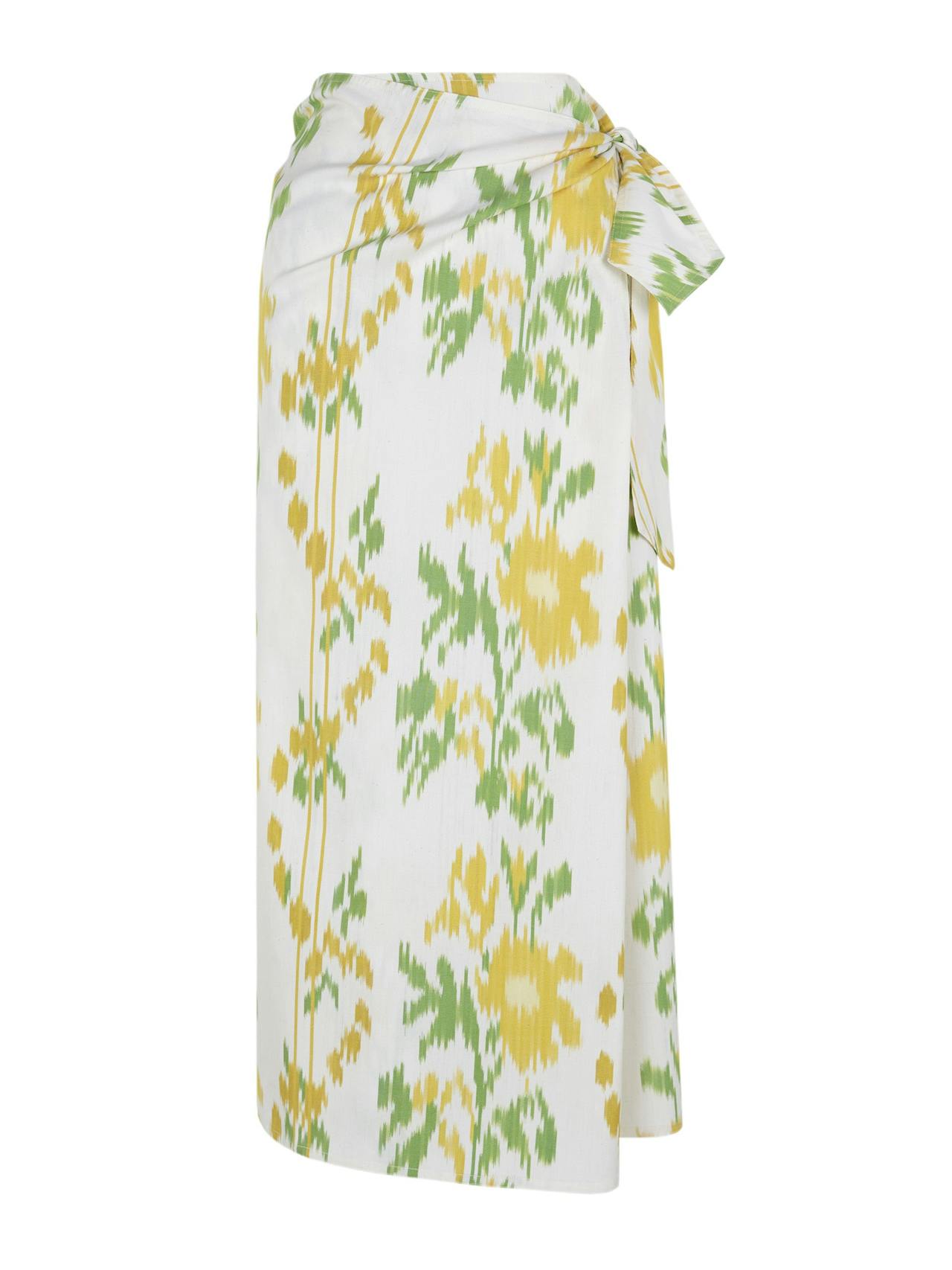 Yellow and green Ikat A-line skirt