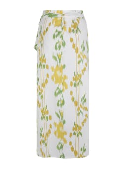 Yellow and green Ikat A-line skirt Skirts Valeria Cotoner    - Collagerie