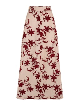 Burgundy floral print A-line skirt Skirts Valeria Cotoner    - Collagerie