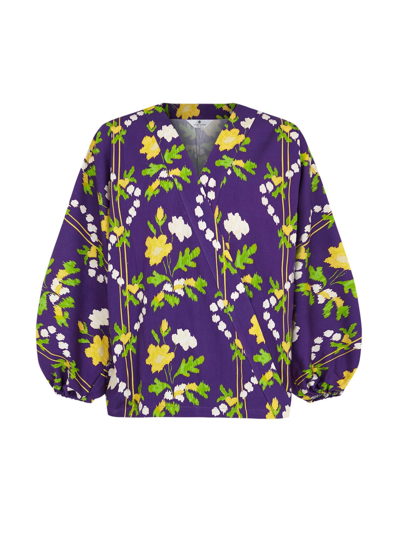 Purple floral print blouse