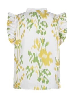 White, yellow and green Ikat cotton blouse Shirts & Tops Valeria Cotoner    - Collagerie