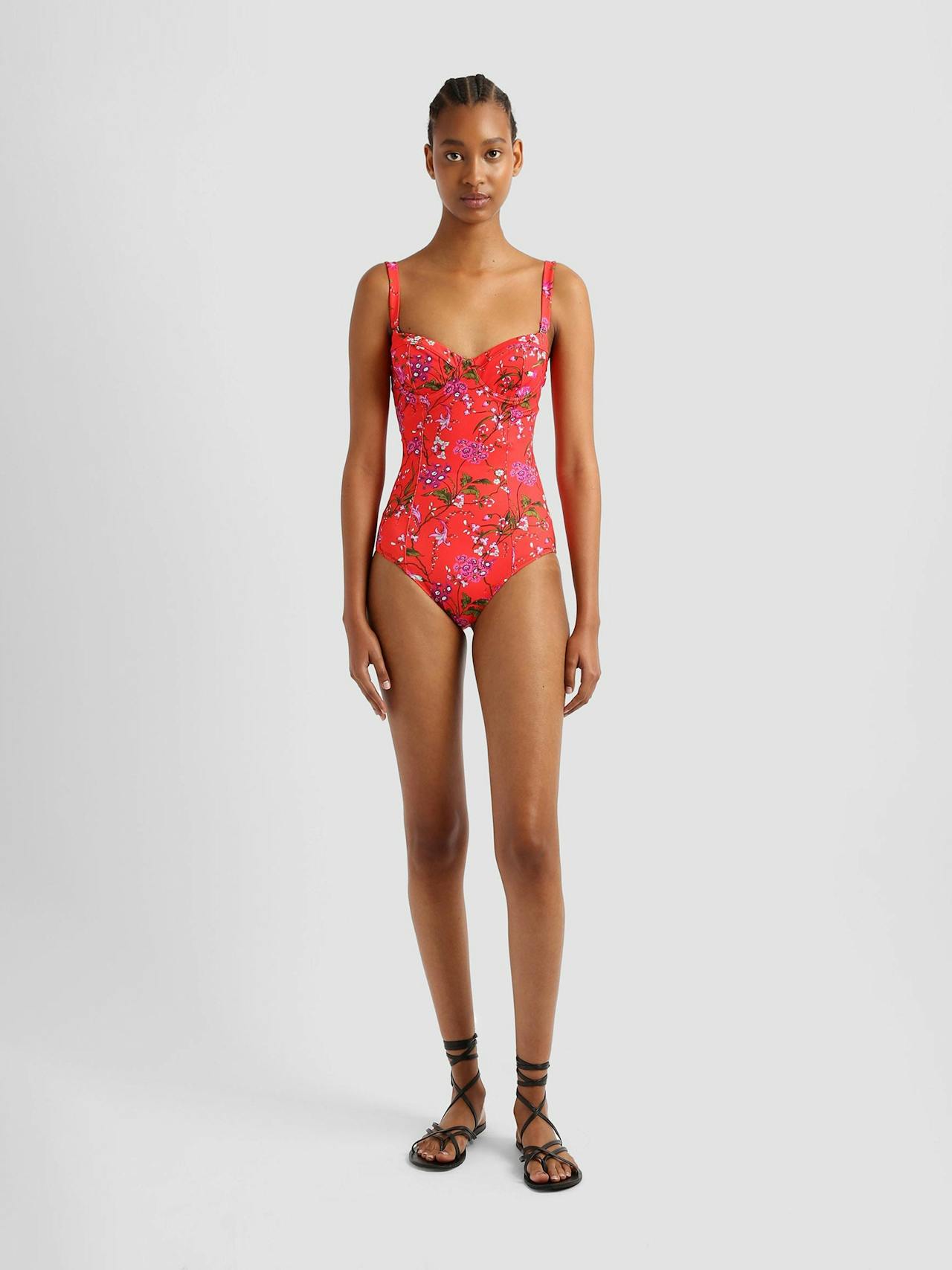 Poppy red one piece swimsuit VC24_VC0SW2_RSSSJ Erdem    - Collagerie