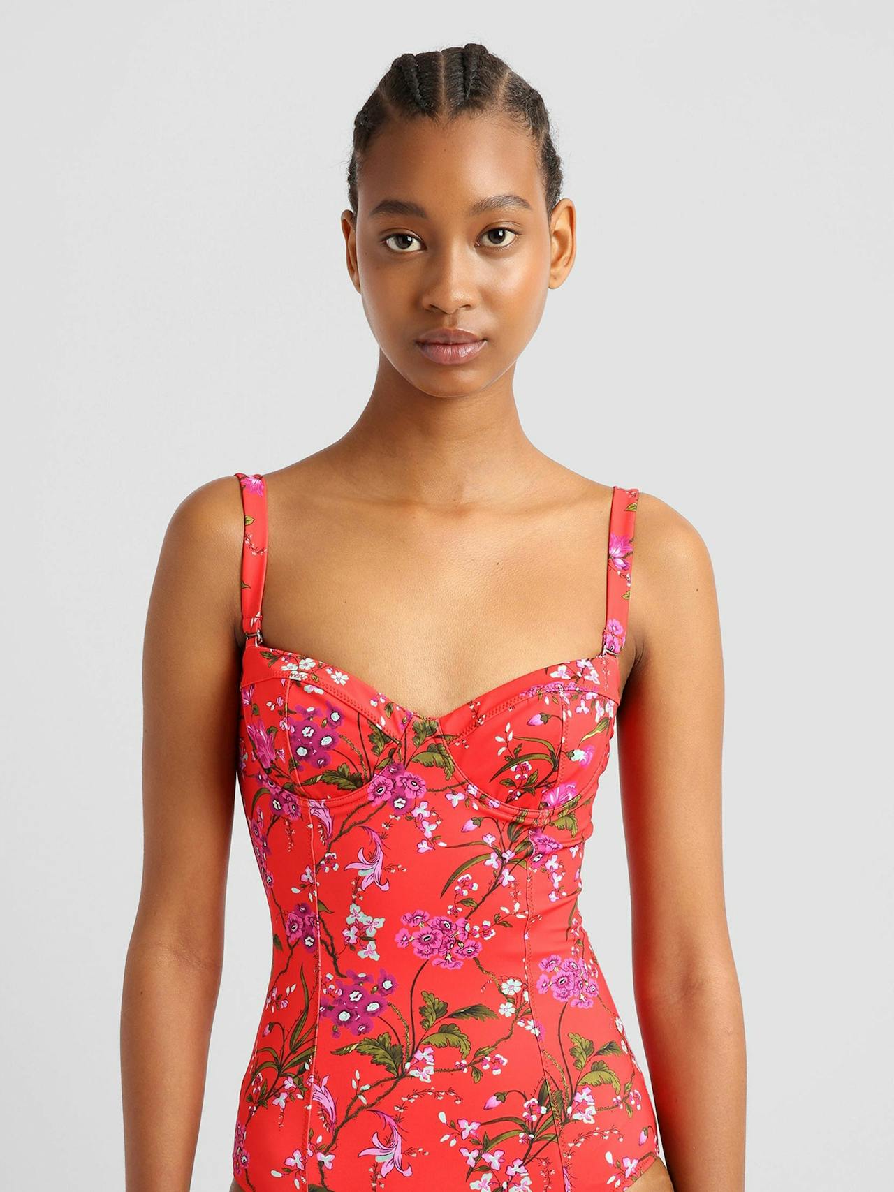 Poppy red one piece swimsuit VC24_VC0SW2_RSSSJ Erdem    - Collagerie