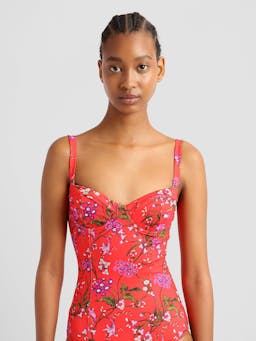 Poppy red one piece swimsuit VC24_VC0SW2_RSSSJ Erdem    - Collagerie