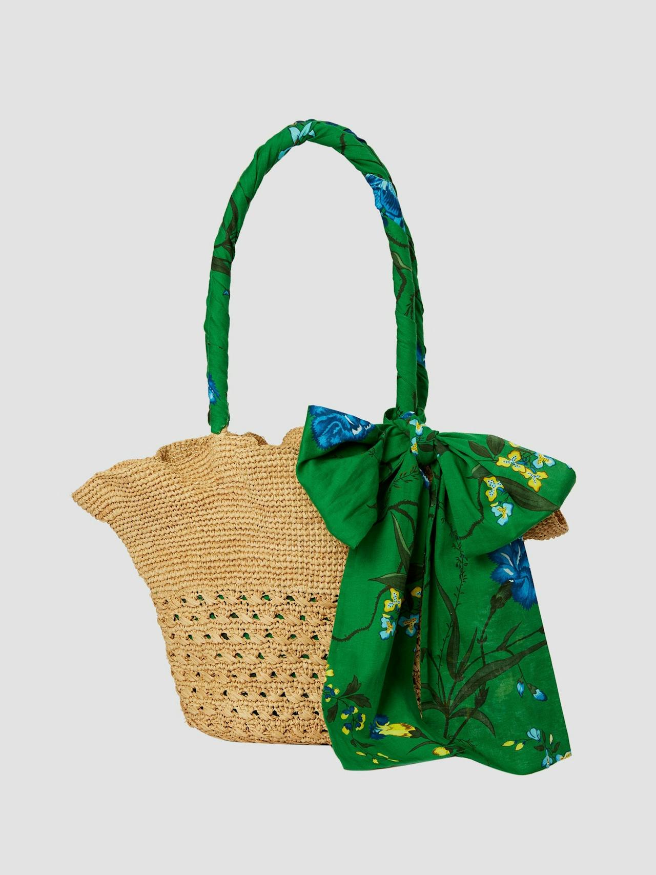 Raffia tote bag in green