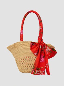 Raffia tote bag in red VC24_VC1B2_RSCL Erdem    - Collagerie