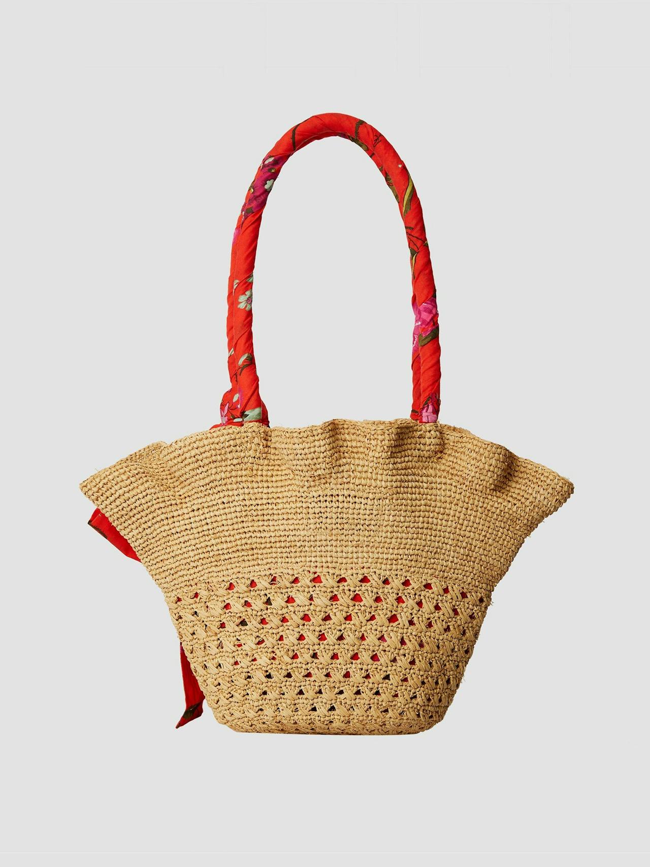 Raffia tote bag in red VC24_VC1B2_RSCL Erdem    - Collagerie