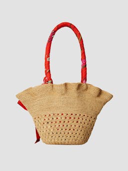 Raffia tote bag in red VC24_VC1B2_RSCL Erdem    - Collagerie