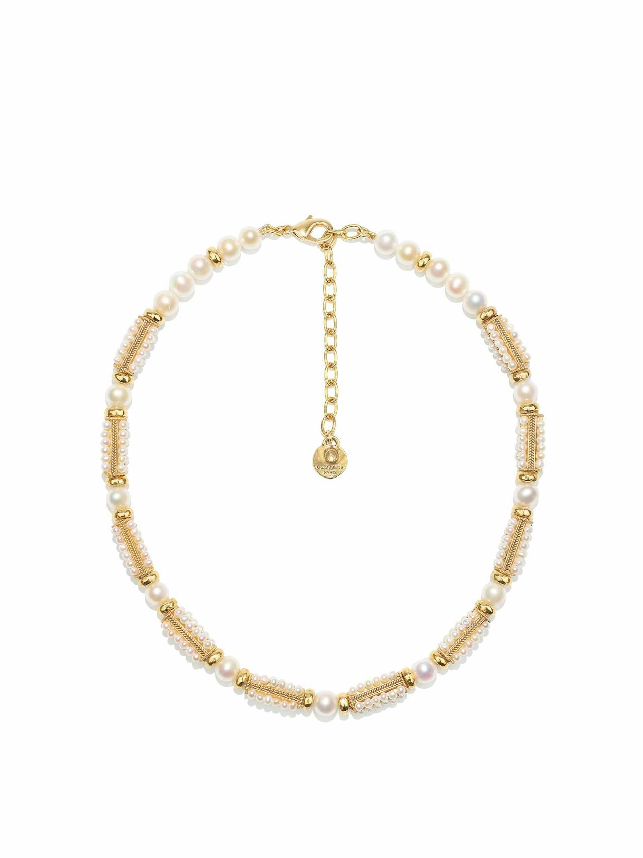 Venise gold-bathed pearl-embellished necklace