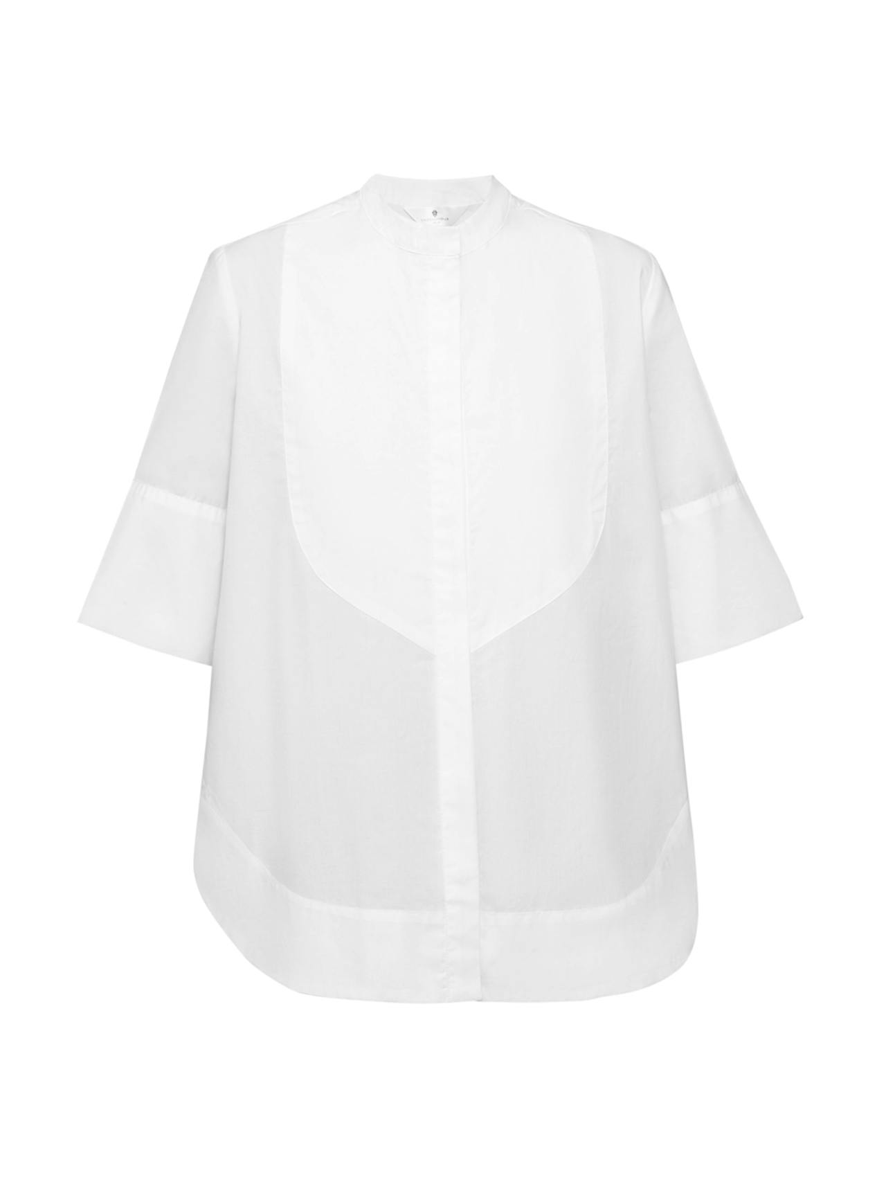 White cotton poplin tuxedo shirt