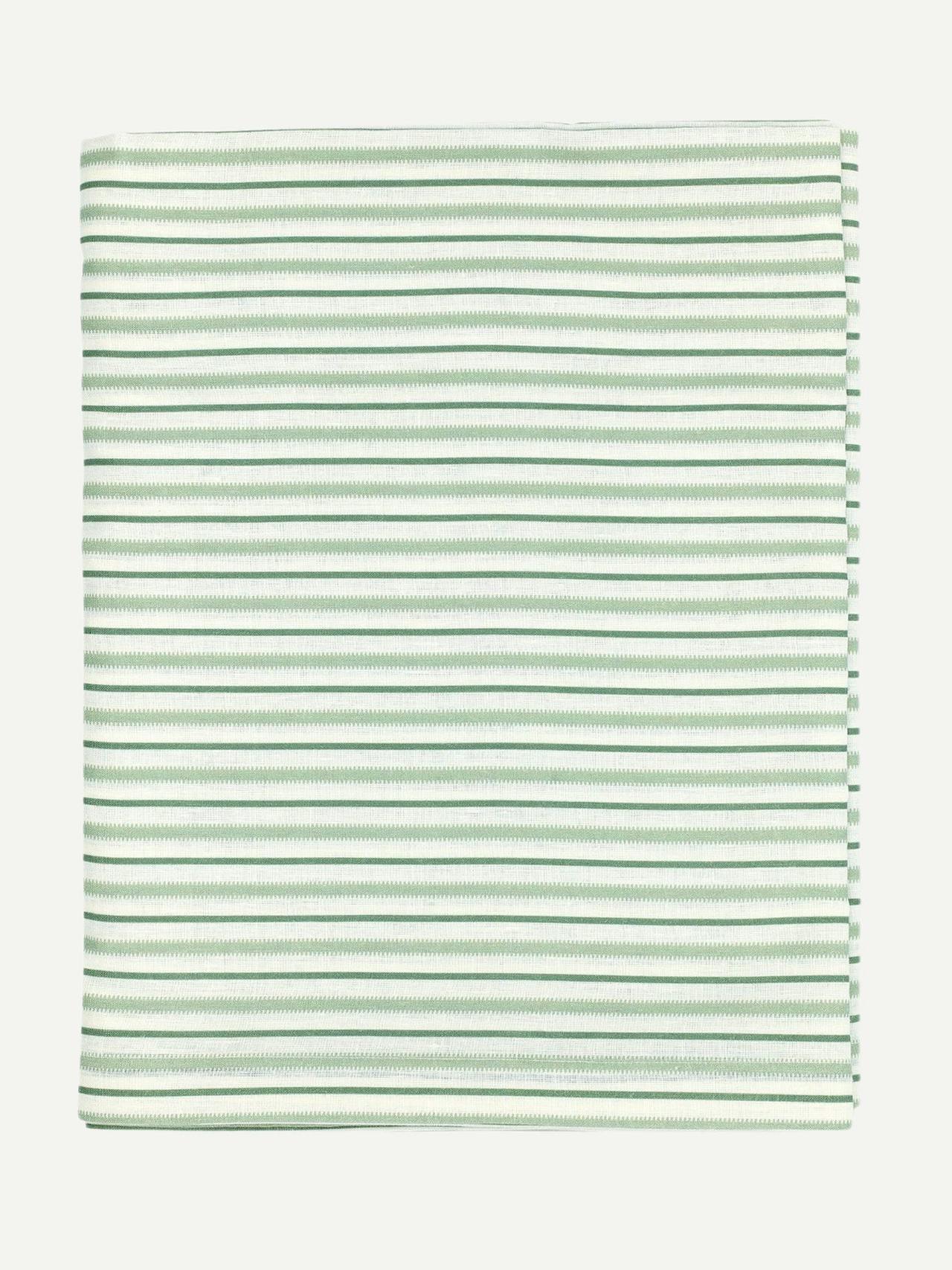 Victoria striped linen tablecloth in chalk & moss green Tablecloth Rebecca Udall    - Collagerie