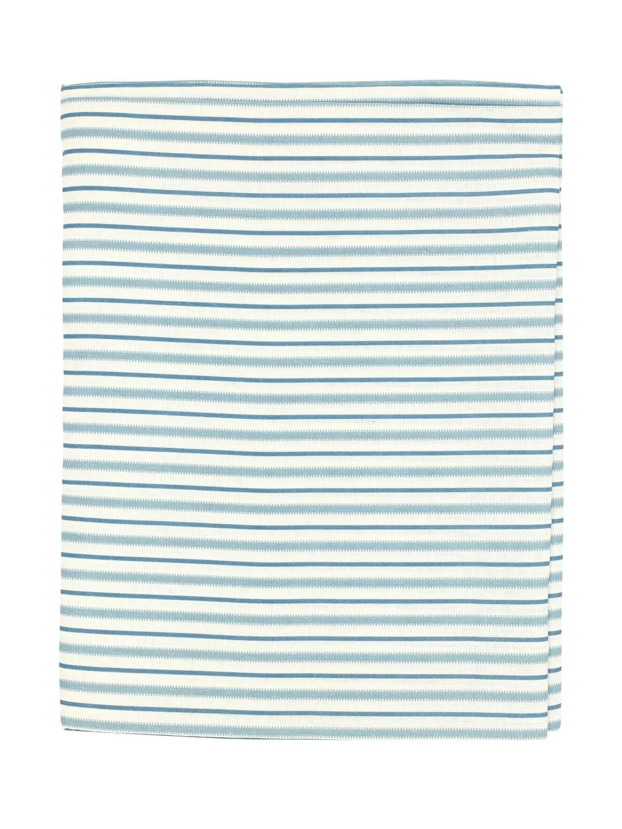 Victoria striped linen tablecloth in chalk blue