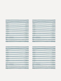 Victoria striped linen coasters in chalk blue, set of 4 Coasters & Cocktail Napkins Rebecca Udall    - Collagerie