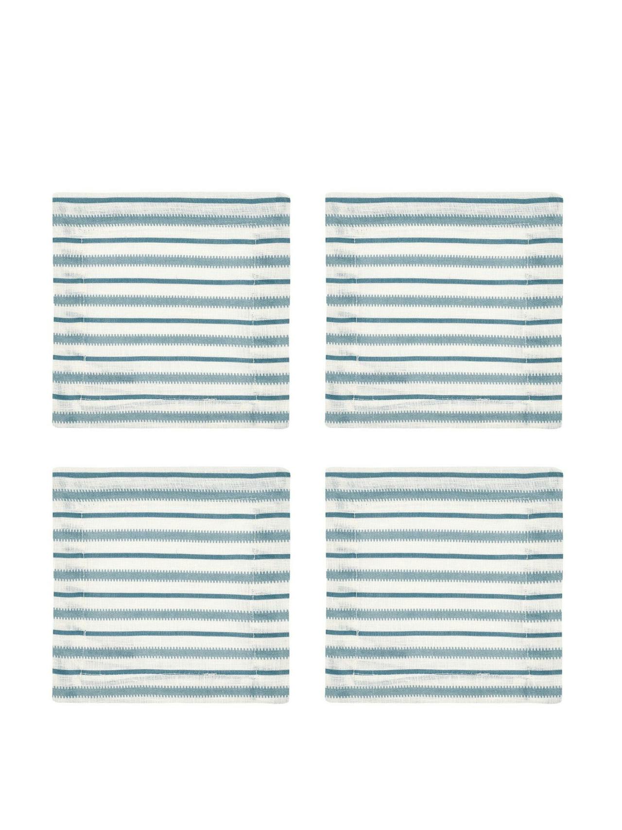 Victoria striped linen coasters in chalk blue, set of 4