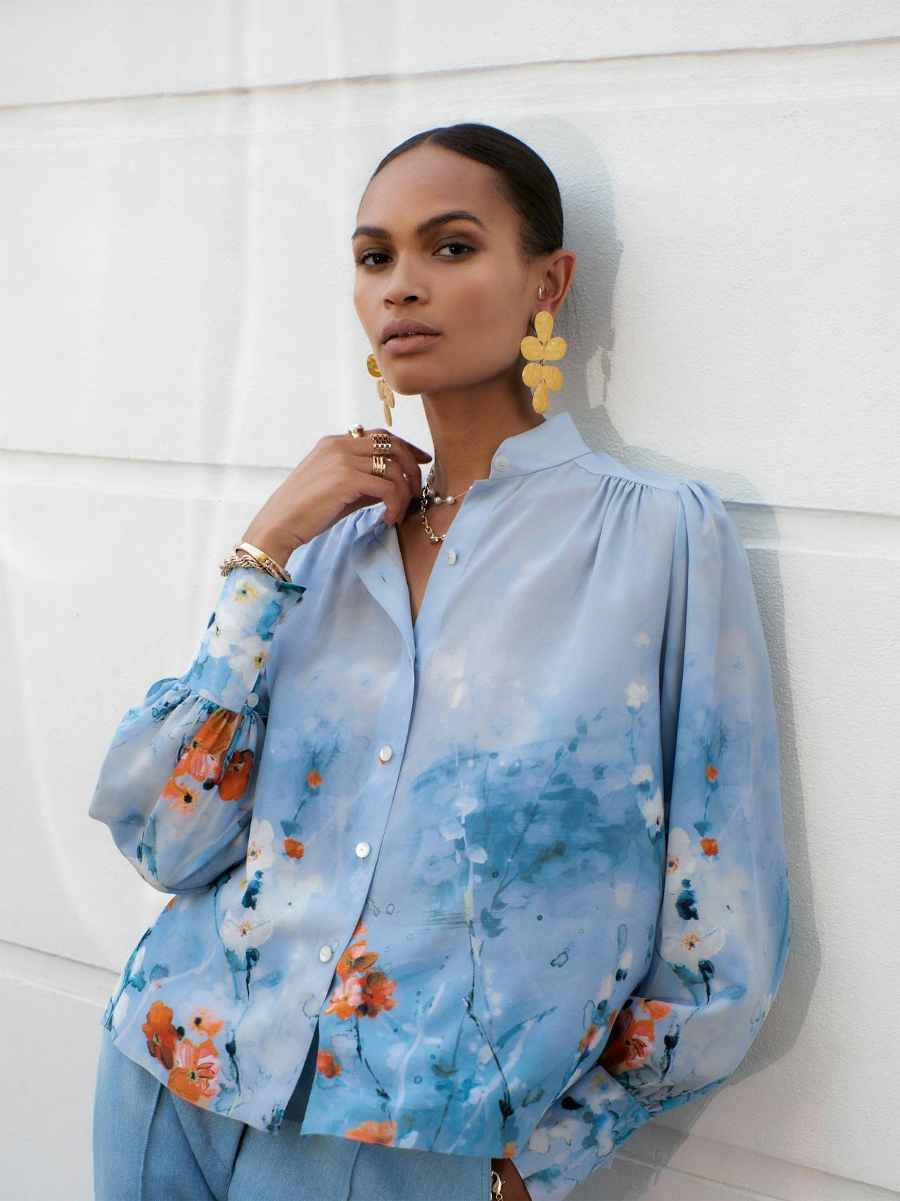 Blue garden Liza silk blouse Blouse Vilshenko    - Collagerie