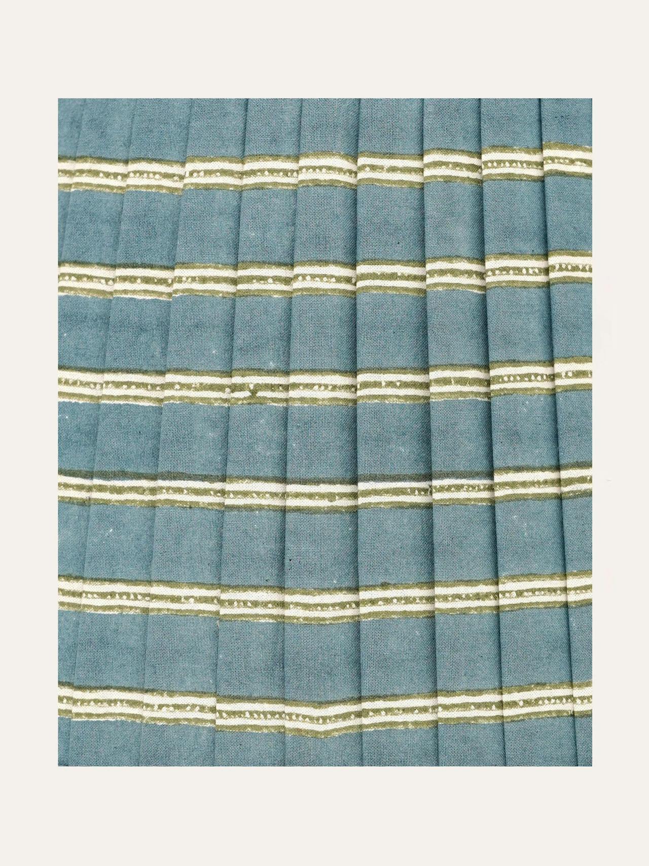 Blue and sage green Edo stripe pleated lampshade Lighting Birdie Fortescue    - Collagerie