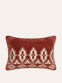 Carmine red velvet Tara embroidered cushion Interiors Birdie Fortescue    - Collagerie