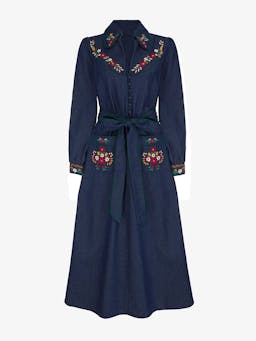 Folk denim western dress Dresses Pink City Prints    - Collagerie