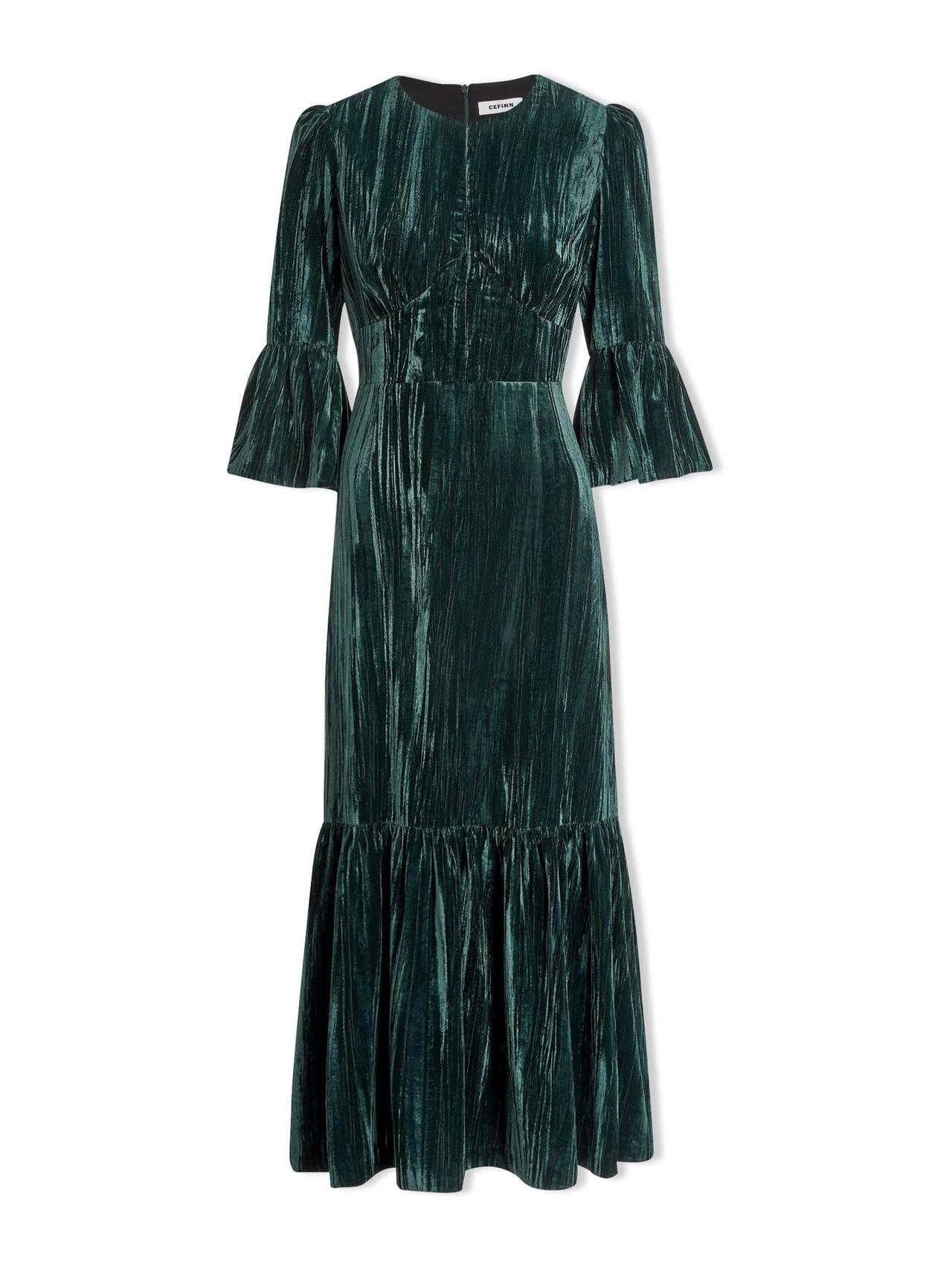 Dark green Daphne velvet maxi dress