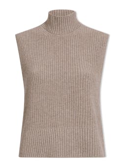 Taupe Janie cashmere blend funnel neck sleeveless jumper Knit Cefinn    - Collagerie