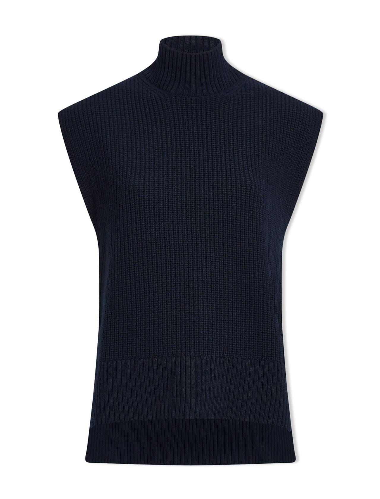 Navy Janice cashmere blend funnel neck sleeveless jumper Knit Cefinn    - Collagerie