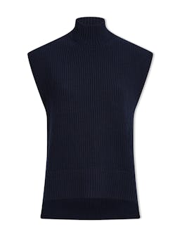 Navy Janice cashmere blend funnel neck sleeveless jumper Knit Cefinn    - Collagerie