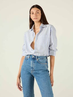 Chessie: Oxford, blue and navy stripe Shirts With Nothing Underneath    - Collagerie