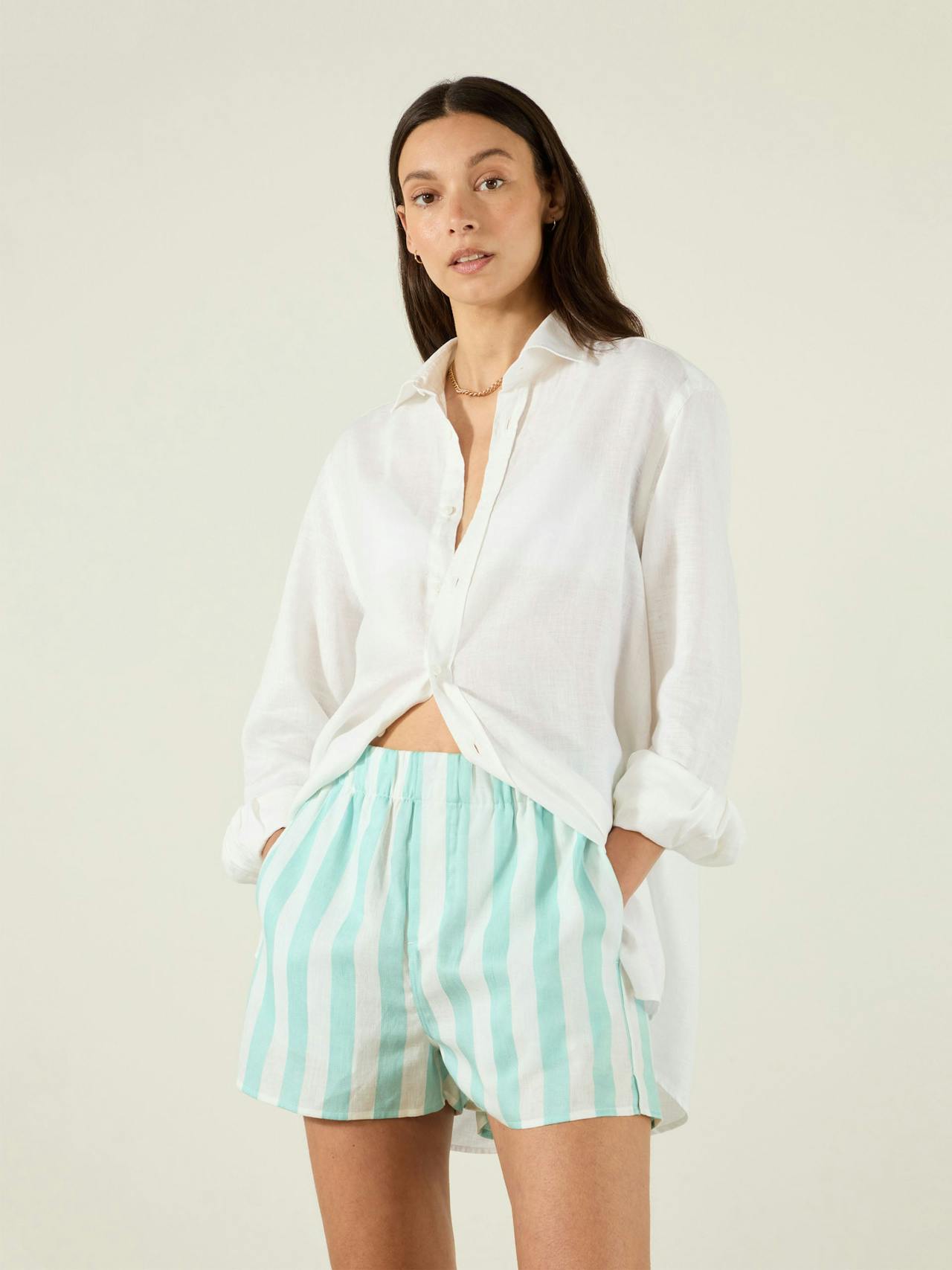 The Boxer: Weave, Mint stripe shorts Shorts With Nothing Underneath    - Collagerie