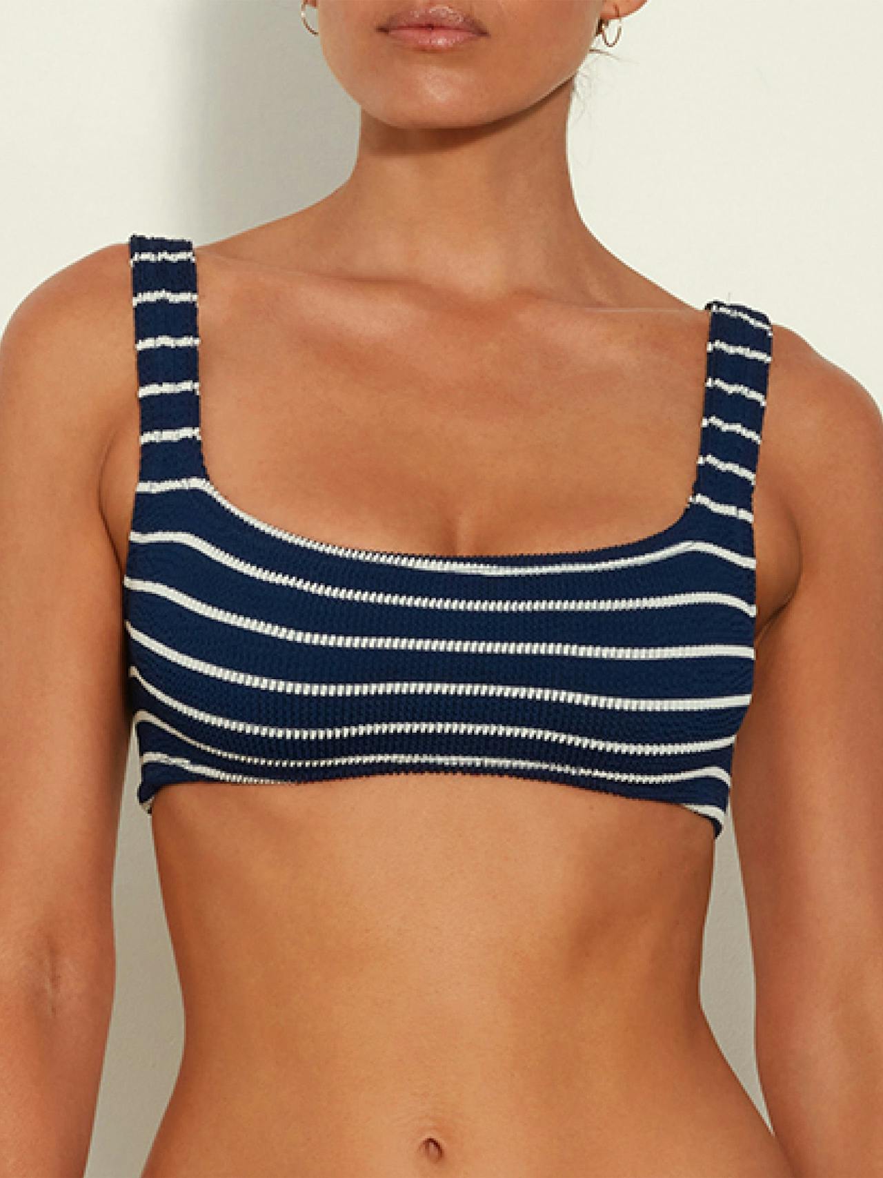 Navy and white Xandra bikini top Clothing Hunza G    - Collagerie